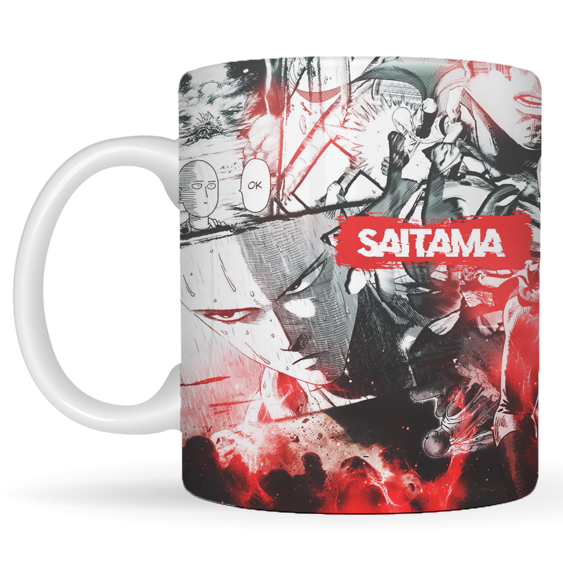Replix Naruto Anime Printed Coffee Mug, White Ceramic Milk Mug Anime Printed, 350 ml for Gifting and Present (Saitama)