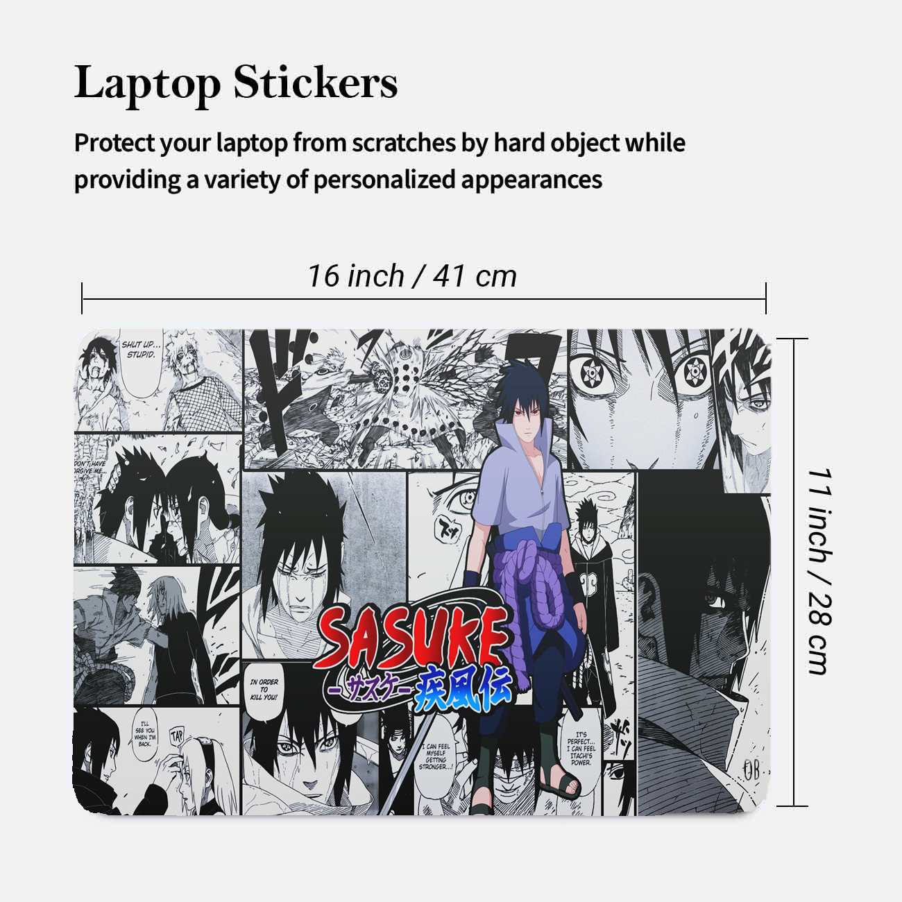 Replix Sasuke 3 Anime Vinyl Laptop Skin with Free Sticker Compatible for All Laptops Vinyl Laptop Decal 15.6