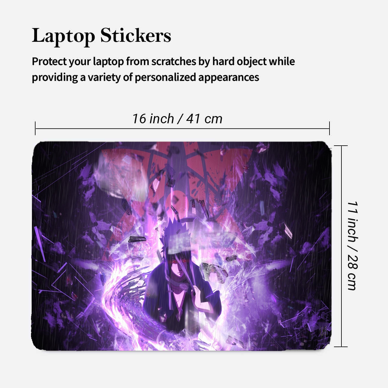 Replix Sasuke 2 Anime Vinyl Laptop Skin with Free Sticker Compatible for All Laptops Vinyl Laptop Decal 15.6