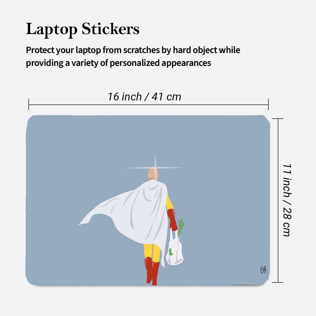 Replix Sitama Anime Vinyl Laptop Skin with Free Sticker Compatible for All Laptops Vinyl Laptop Decal 15.6