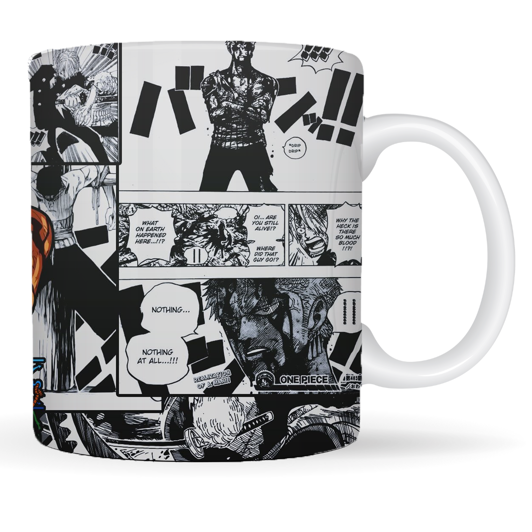 Replix Naruto Anime Printed Coffee Mug, White Ceramic Milk Mug Anime Printed, 350 ml for Gifting and Present (Zoro)